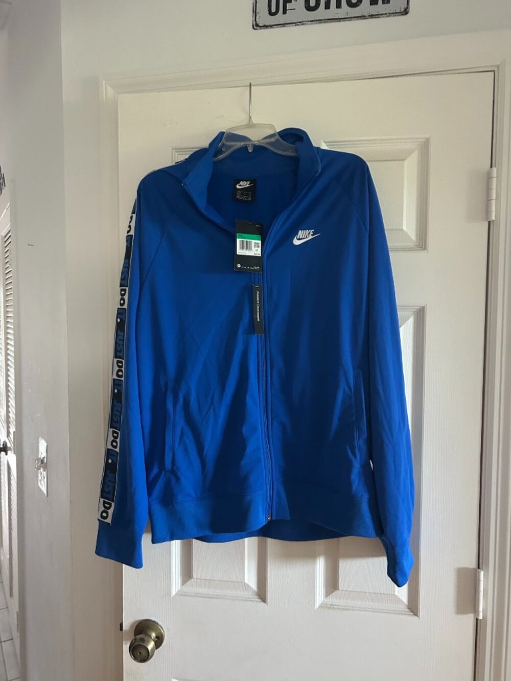 Nike Mens Blue Full-Zip Track Jacket Large - "Just Do It" Sleeve Trim